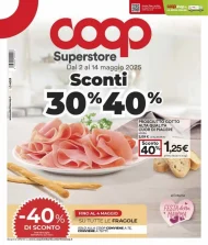 Volantino Coop Superstore Sconti 30% 40% dal 2 al 14/05/2025