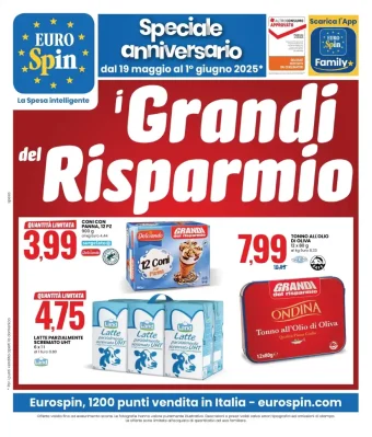 Volantino Eurospin I Grandi del Risparmio dal 19/05 al 1/06/2025