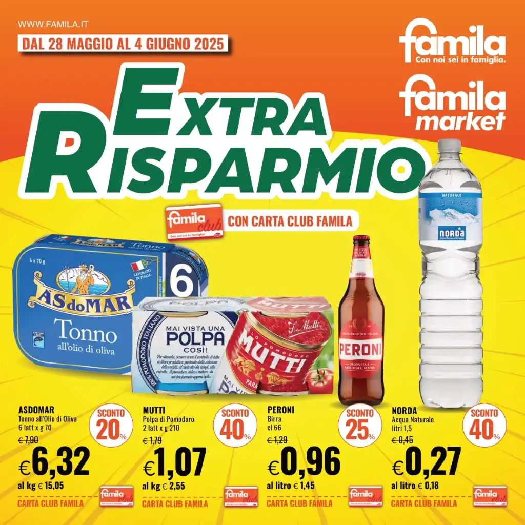 Volantino Famila Extra Risparmio dal 28/05 al 4/06/2025