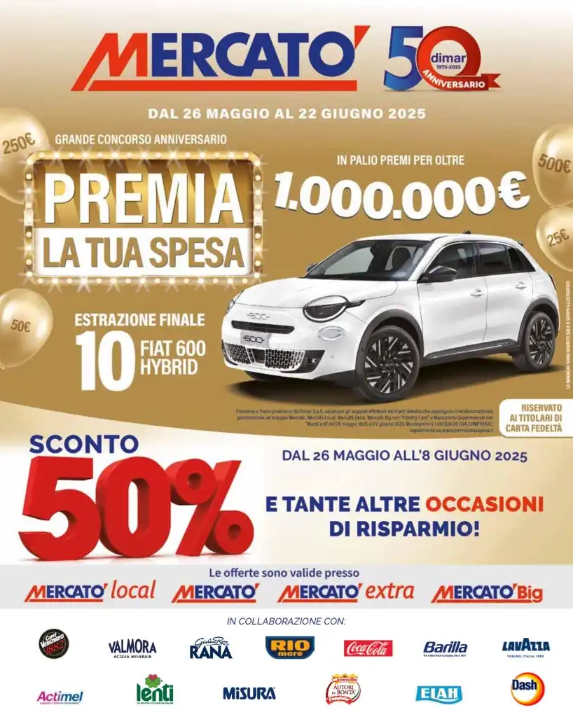 Volantino Mercatò Sconto 50% dal 26/05 all’8/06/2025
