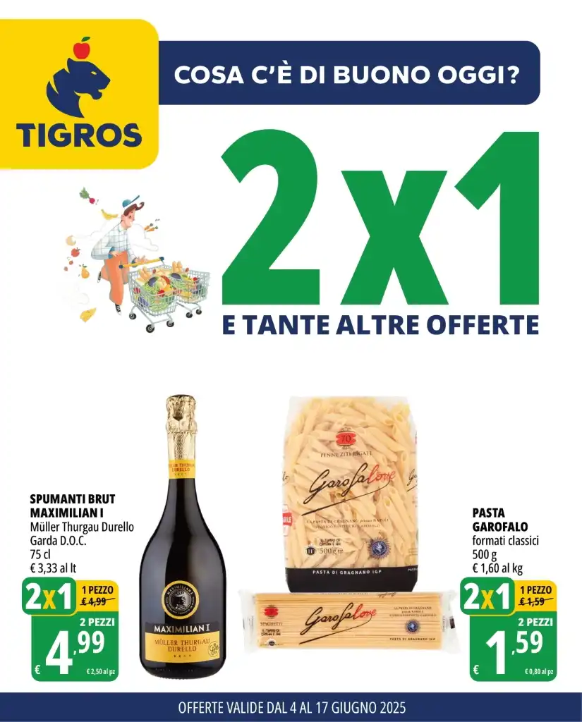 Volantino Tigros Offerte 2×1 fino al 17 dal 4/06/2025