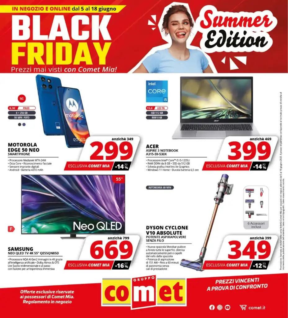 Volantino Comet Black Friday Summer Edition dal 5 al 18/06/2025