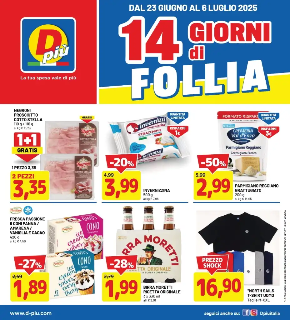 Volantino DPiù 14 Giorni di Follia fino al 6/07 dal 23/06/2025