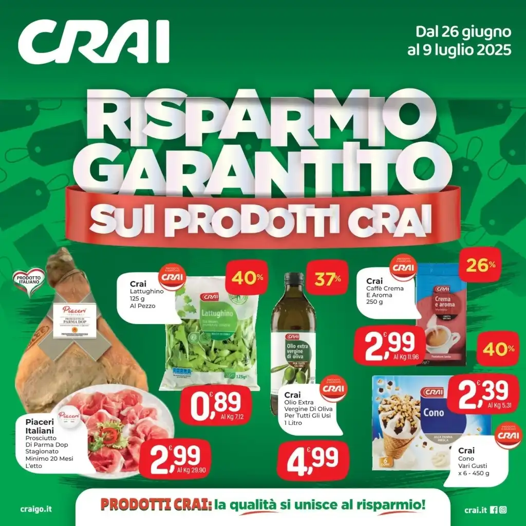 Volantino Crai Risparmio Garantito dal 27/06 al 9/07/2025