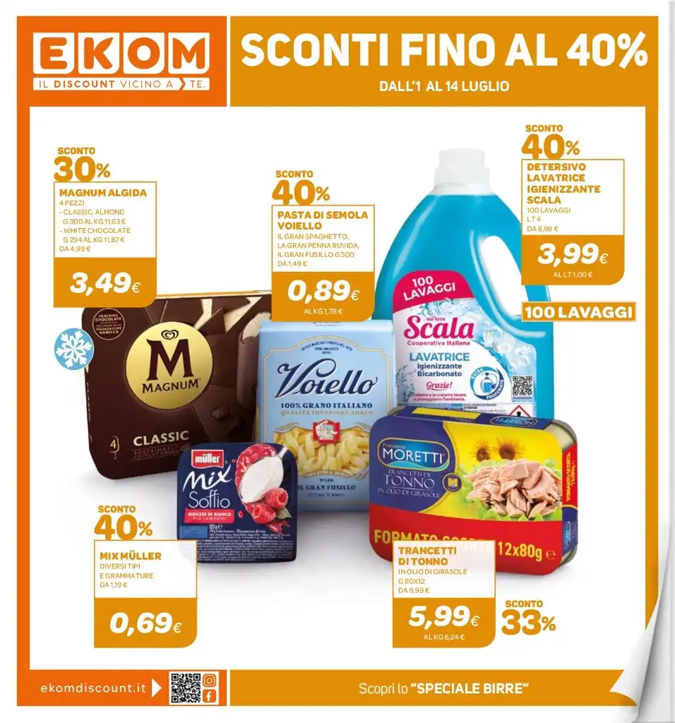 Volantino Ekom Sconti fino al 40% dal 1 al 14/07/2025