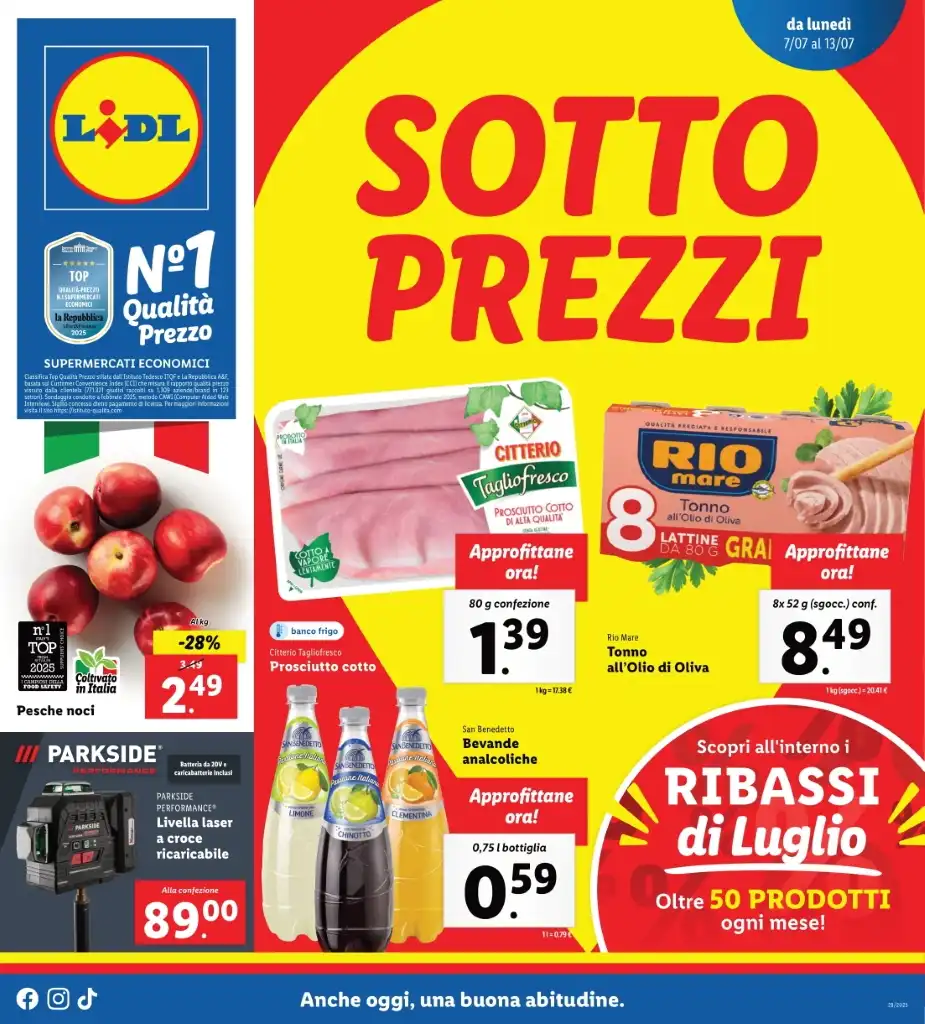 Volantino Lidl Sottoprezzi fino al 13 dal 7/07/2025