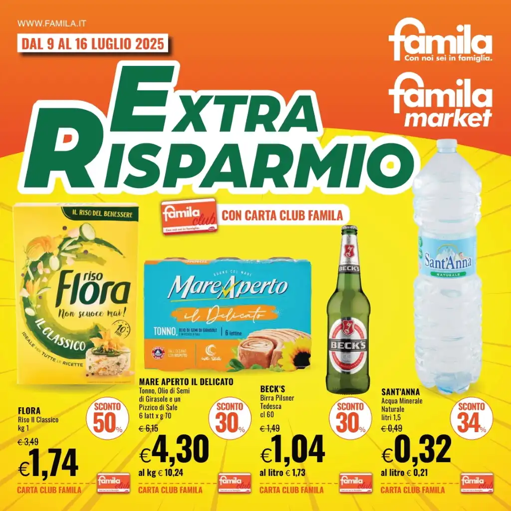 Volantino Famila Extra Risparmio dal 9 al 16/07/2025
