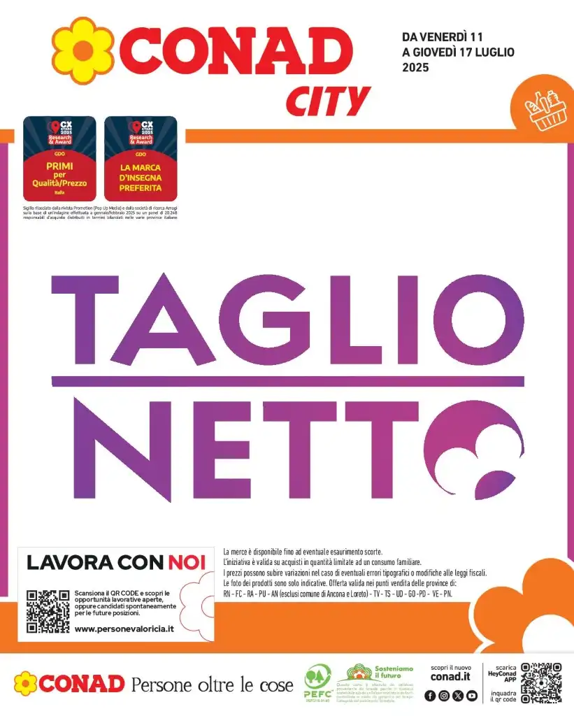 Volantino Conad City Taglio Netto dall’11 al 17/07/2025