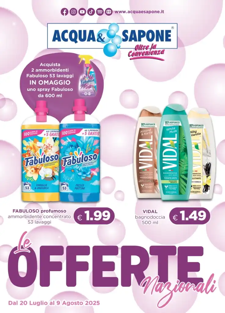 Volantino Acqua e Sapone Offerte Nazionali dal 20/07 al 9/08/2025