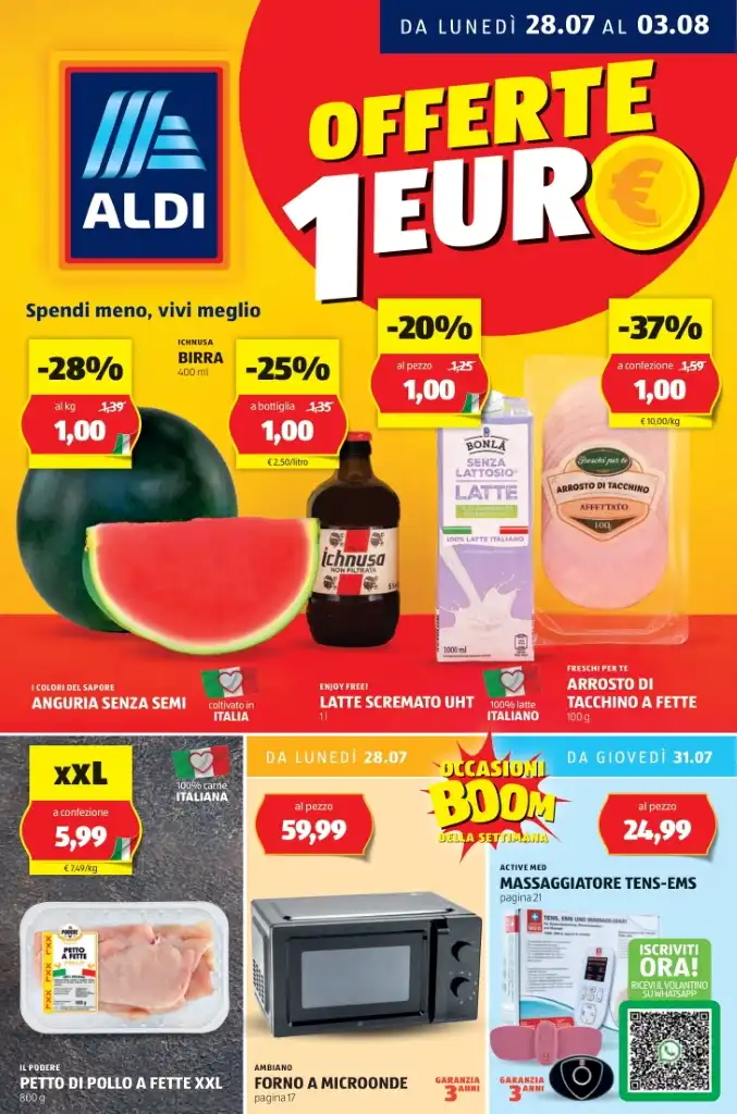 Volantino Aldi Offerte 1€ fino al 3/08 dal 28/07/2025