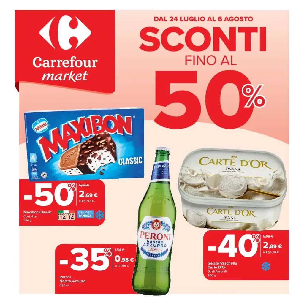 Volantino Carrefour Market Sconti dal 24/07 al 6/08/2025