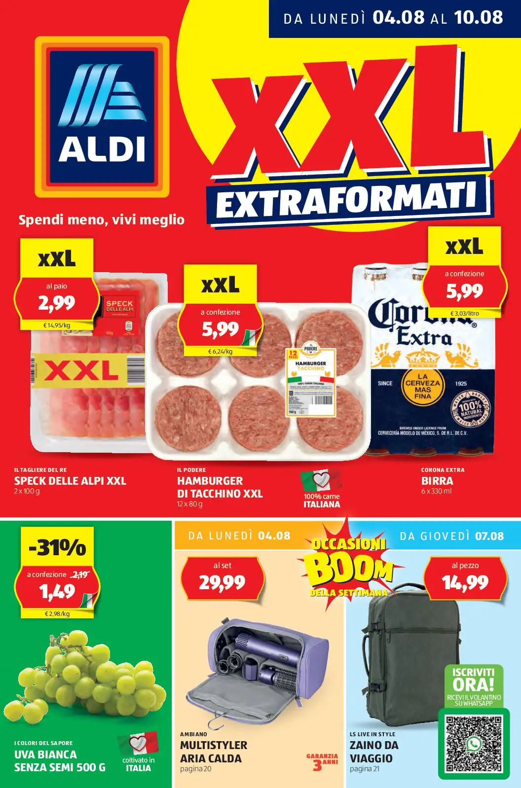 Volantino Aldi XXL Extra Formati fino al 10 dal 4/08/2025