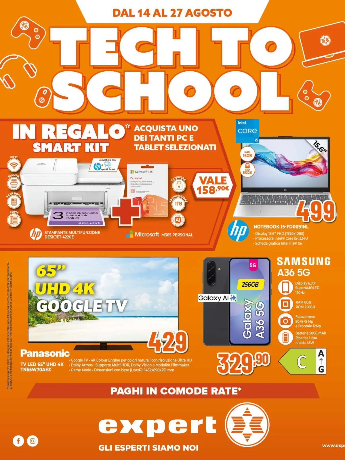 Volantino Expert Tech to School dal 14 al 27/08/2025