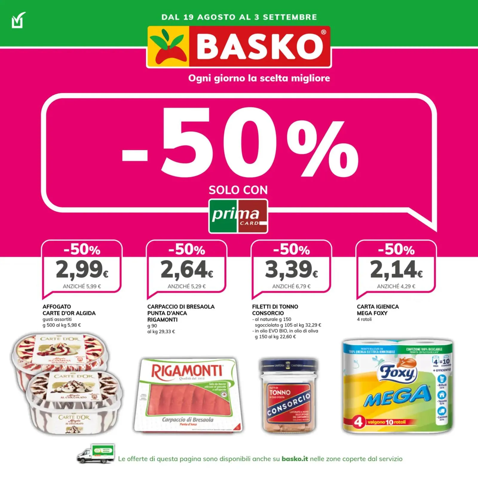 Volantino Basko Sconto 50% dal 19/08 al 3/09/2025