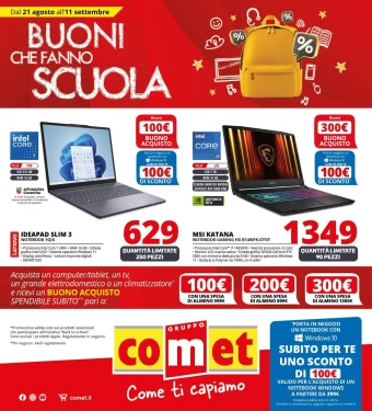 Volantino Comet Buoni che Fanno Scuola dal 21/08 all’11/09/2025