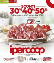 Volantino Ipercoop Sconti 30% 40% 50% dal 28/08 al 10/09/2025
