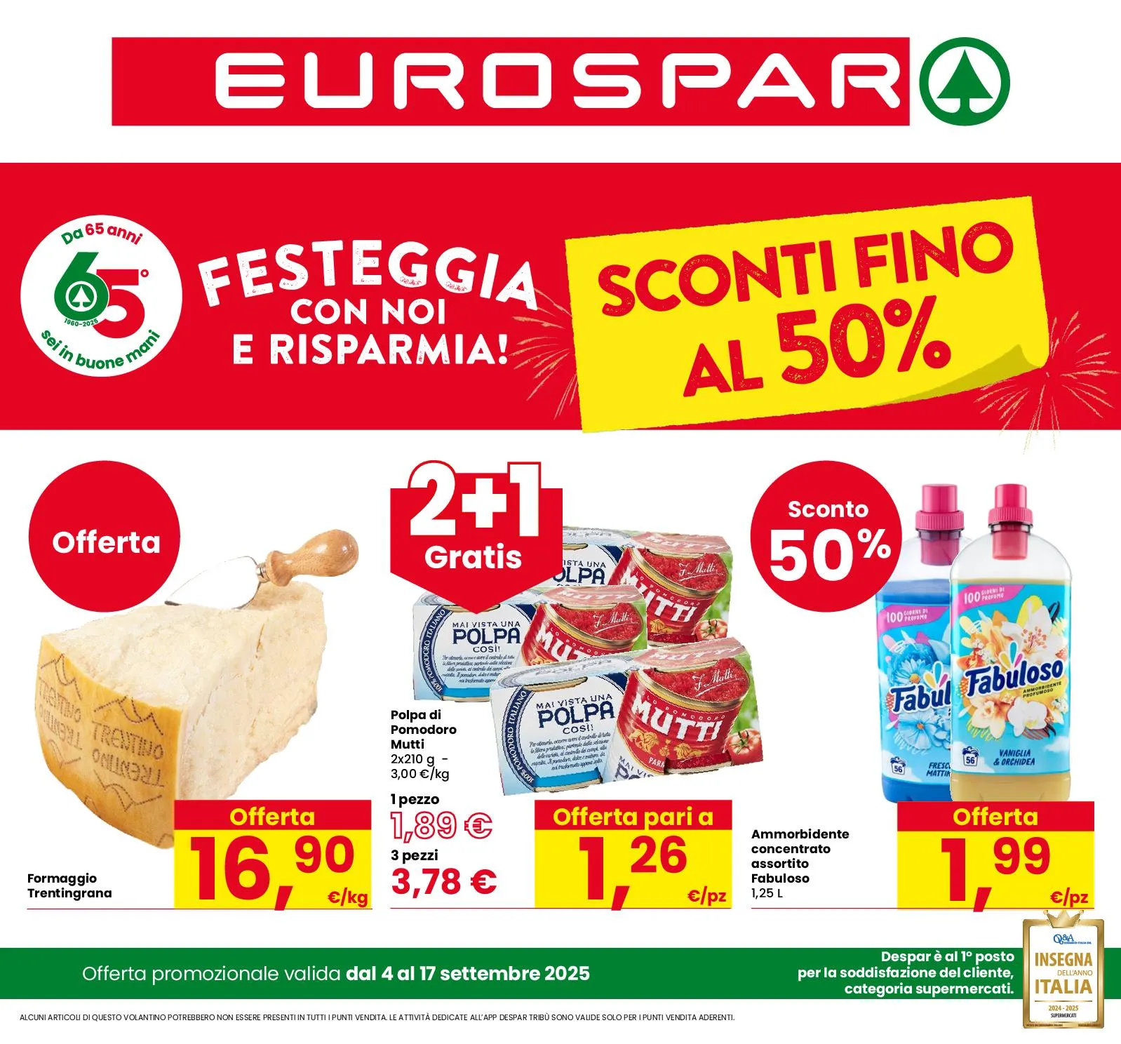 Volantino Eurospar Sconti fino al 50% online dal 4 al 17/09/2025