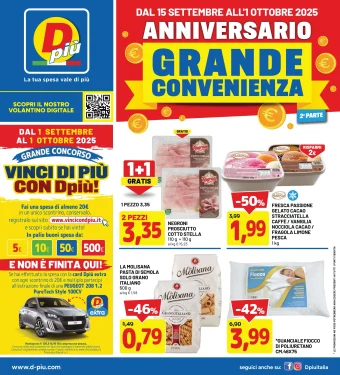 Volantino DPiù Grande Anniversario 2pt fino al 1/10 dal 15/09/2025