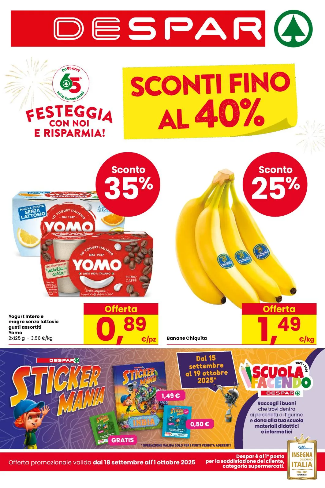 Volantino Despar Sconti fino al 40% dal 18/09 al 1/10/2025