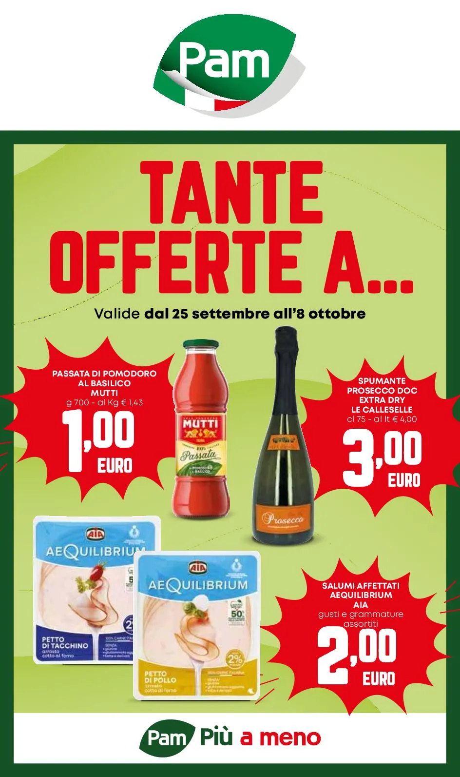 Volantino Pam Tante Offerte A 1€ 2€ 3€ dal 25/09 all’8/10/2025