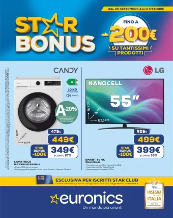 Volantino Euronics Star Bonus dal 25/09 all’8/10/2025