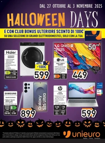 Volantino Unieuro Halloween Days dal 27/10 al 3/11/2025