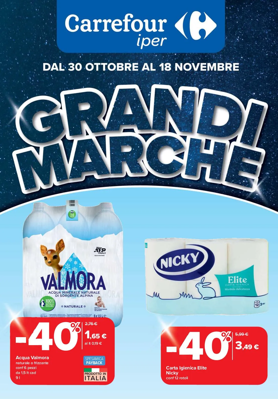 Volantino Carrefour Grandi Marche dal 30/10 al 18/11/2025