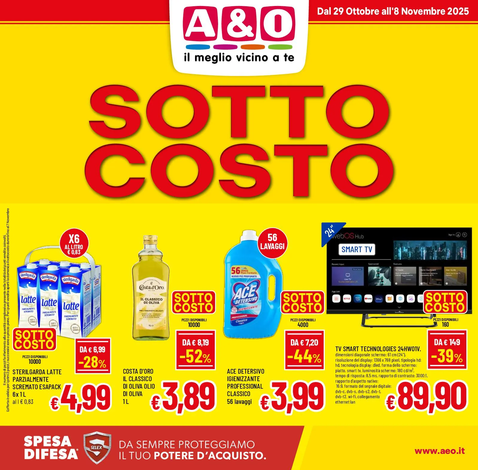 Volantino A&O Sottocosto dal 29/10 all’8/11/2025