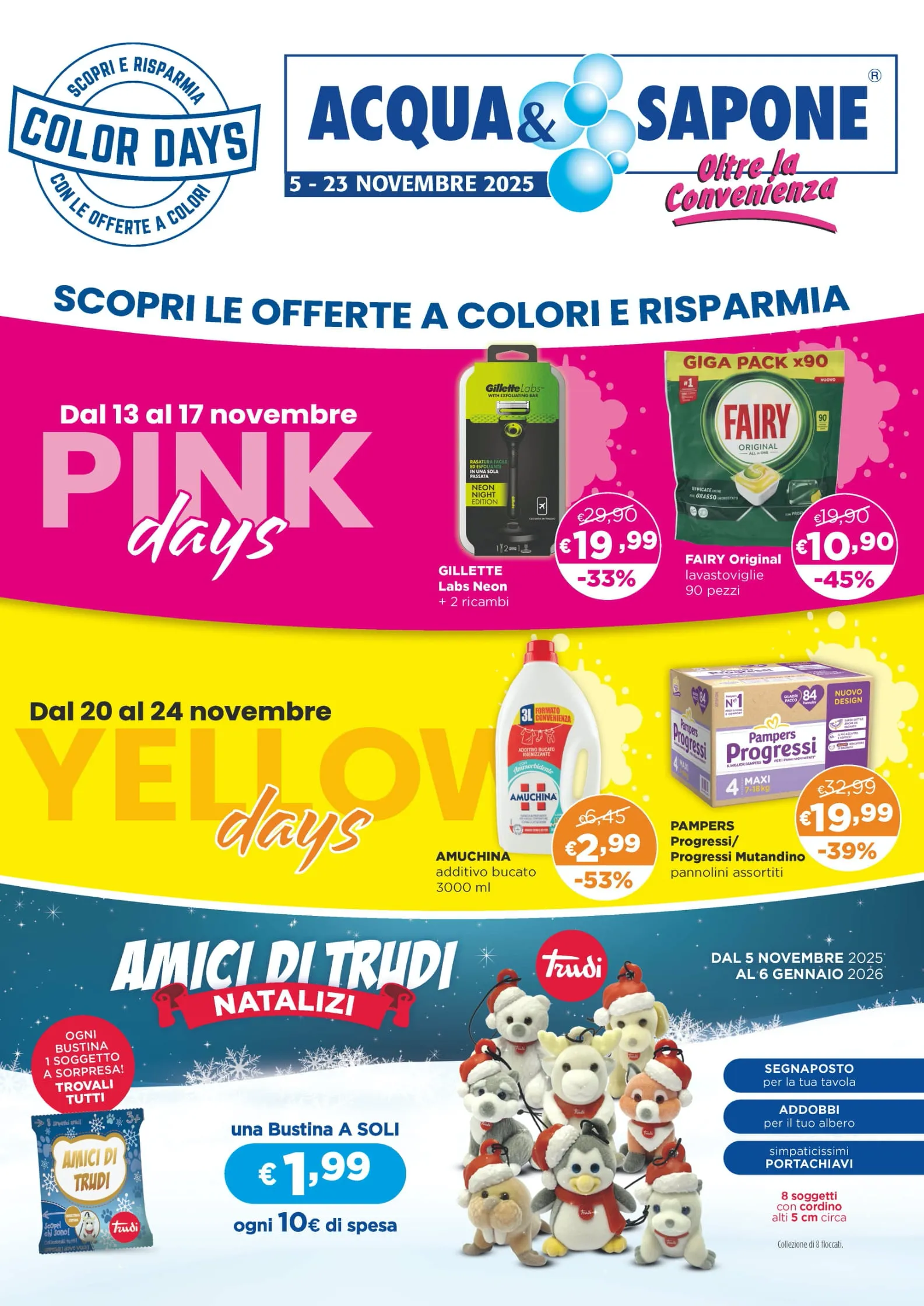 Volantino Acqua e Sapone Offerte a Colori fino al 23 dal 5/11/2025
