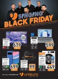 Volantino Unieuro Singing Black Friday dal 4 all’11/11/2025