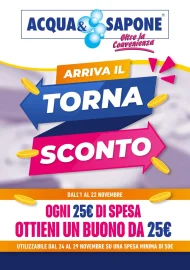 Volantino Acqua e Sapone Torna Sconto dal 1 al 22/11/2025