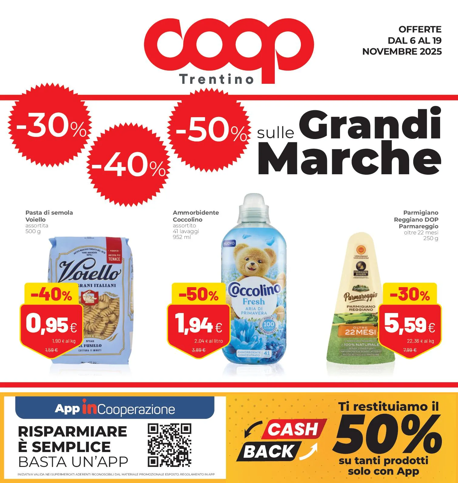 Volantino Coop Trentino Scontto 30% 40% 50% dal 6 al 19/11/2025