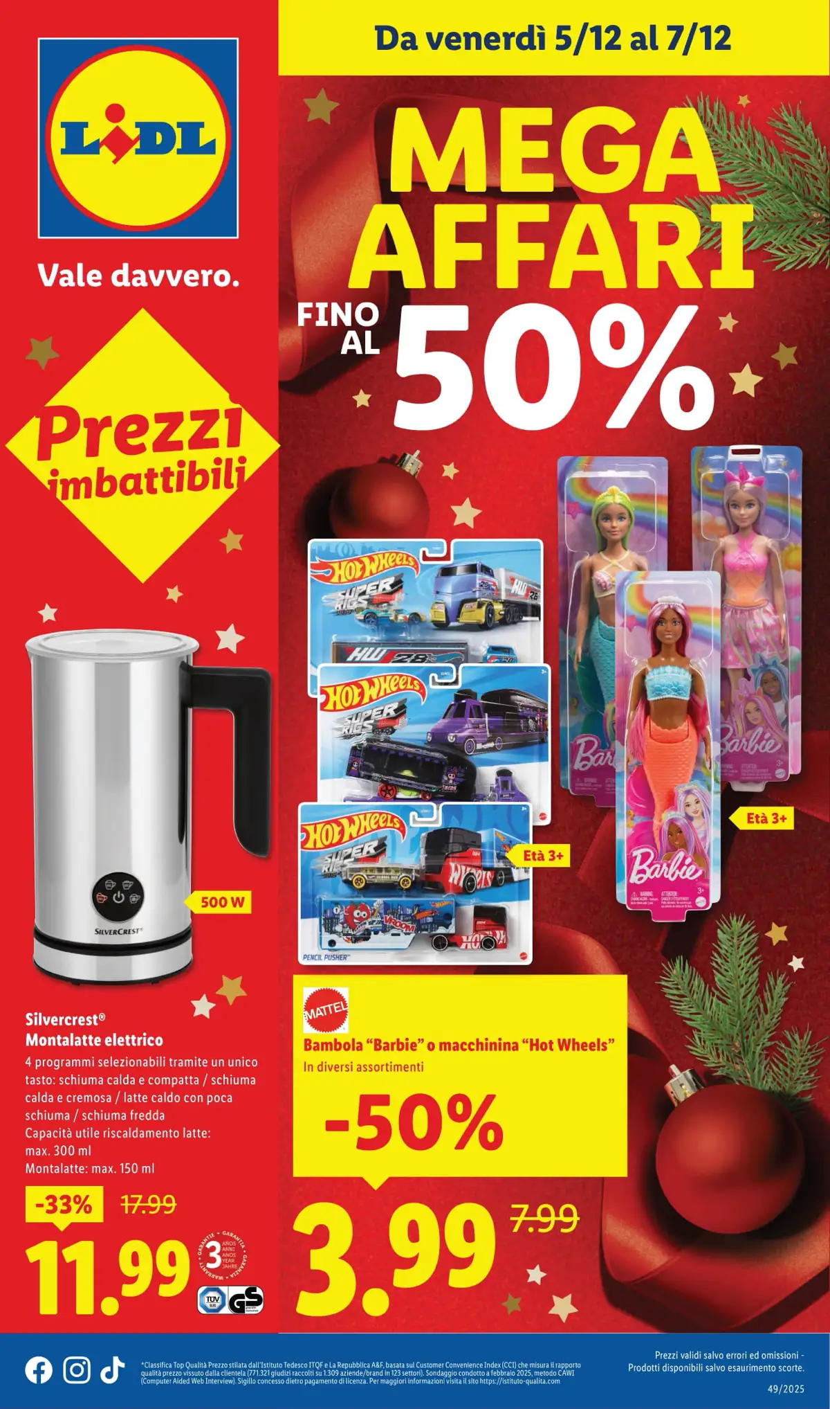 Volantino Lidl Mega Affari fino al 50% dal 5 al 7/12/2025