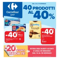 Volantino Carrefour 40 Prodotti al 40% dal 2 al 14/01/2026