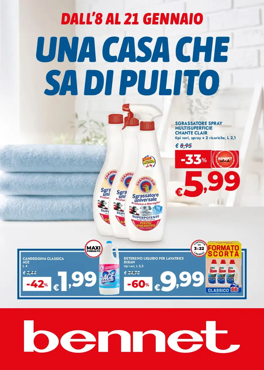 Volantino Bennet Una Casa che sa di Pulito dall’8 al 21/01/2026