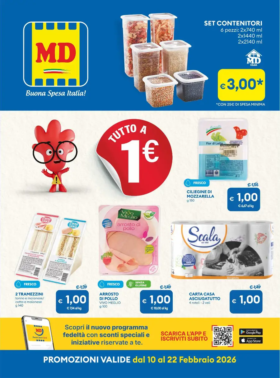 Volantino MD Tutto a 1€ fino al 22 dal 10/02/2026