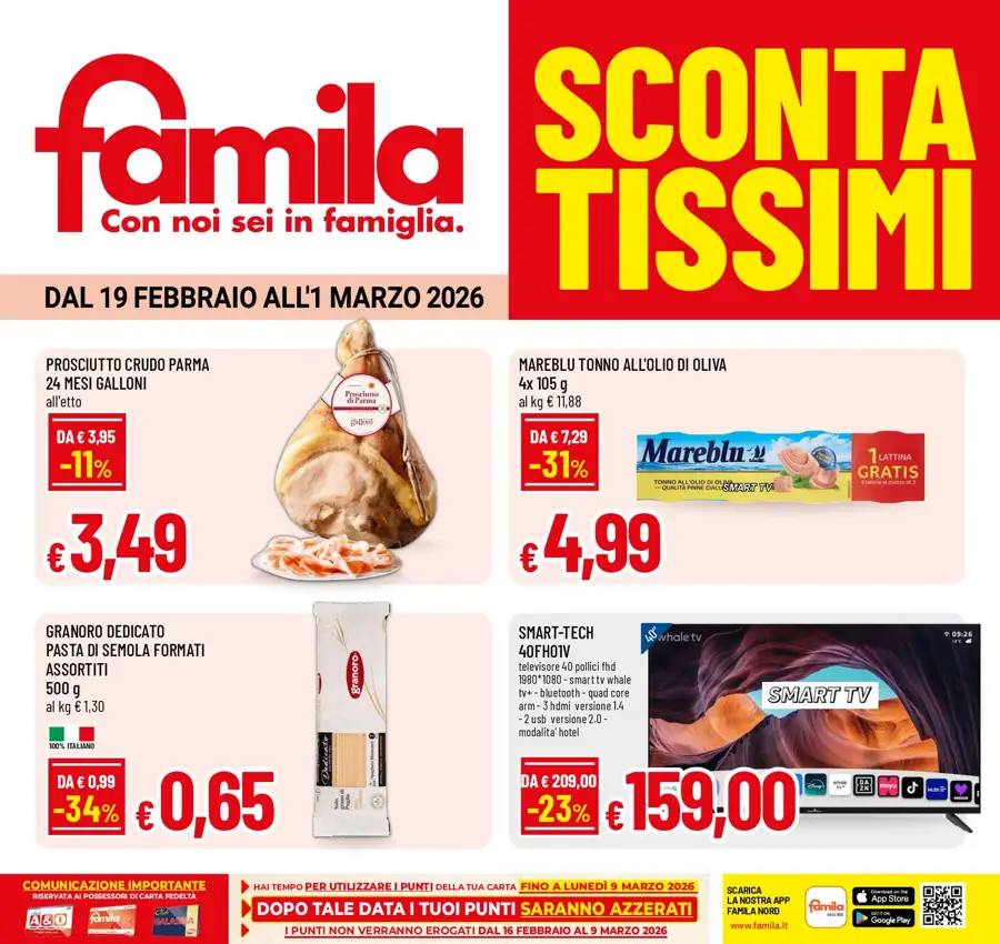 Volantino Famila Scontatissimi dal 19/02 al 1/03/2026