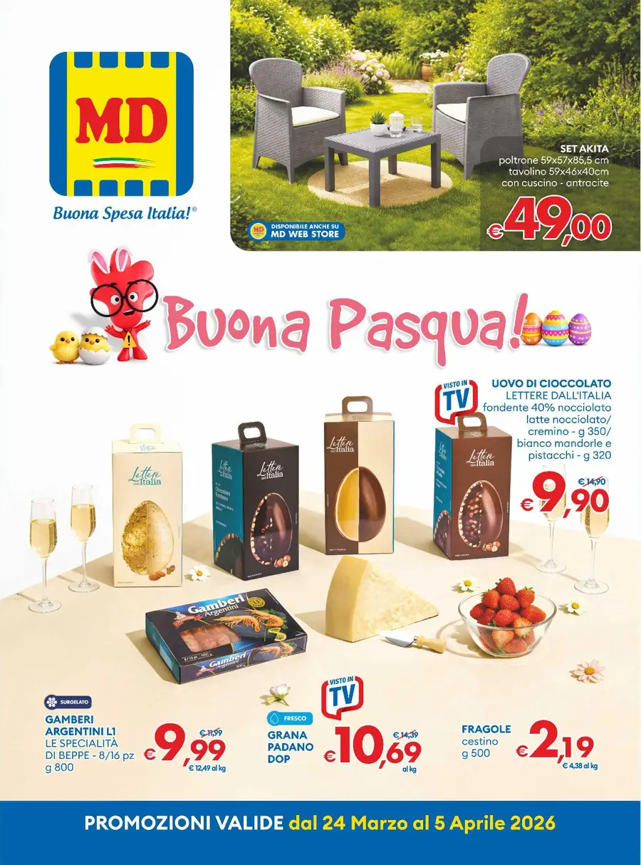 Volantino MD Buona Pasqua fino al 5/04 dal 24/03/2026