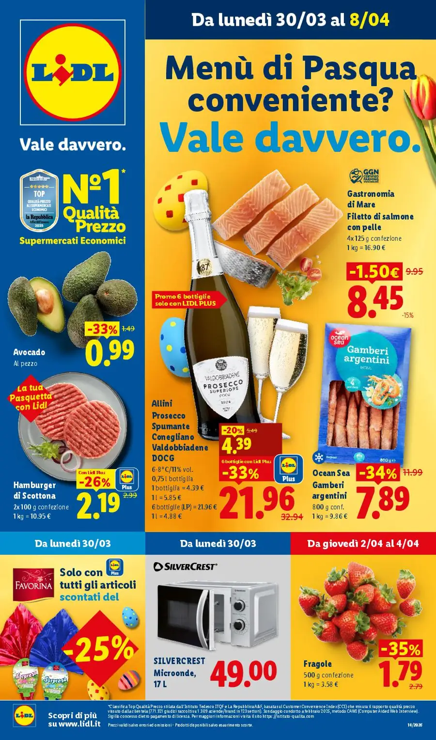 Volantino Lidl Menù di Pasqua fino all’8/04 dal 30/03/2026