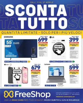Volantino FreeShop Sconta Tutto dall’11 al 27/04/2026