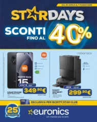 Volantino Euronics Star Days dal 23/4 fino al 7/5/2026