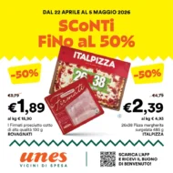 Volantino Unes Sconti fino al 50% dal 22/4 fino al 5/5/2026