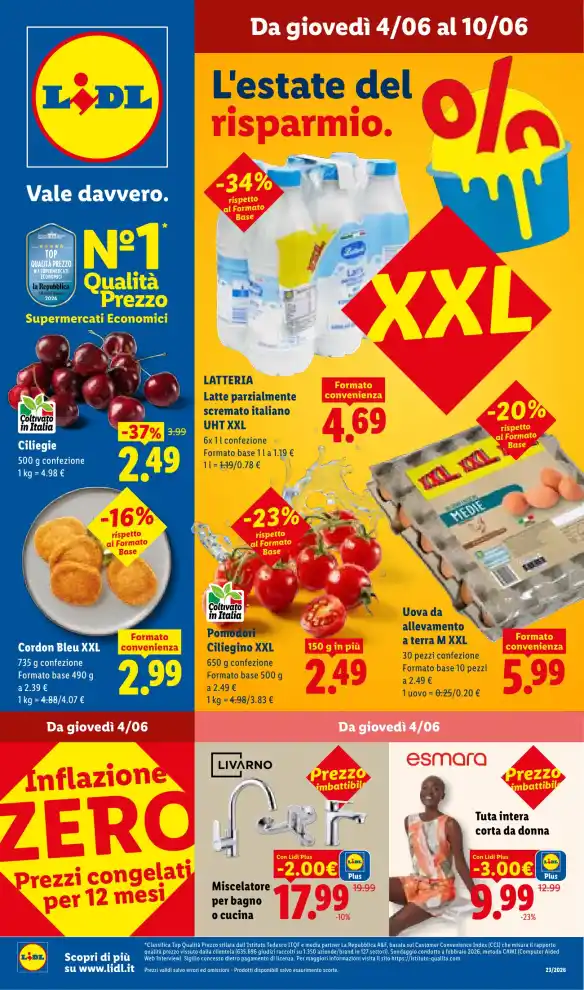 Volantino Lidl L’estate del risparmio fino al 10/6 dal 4/6/2026
