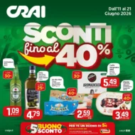 Volantino Crai Sconti fino al 40% dal 11/6 fino al 21/6/2026 Volantino Crai Sconti fino al 40% dal 11/6 fino al 21/6/2026