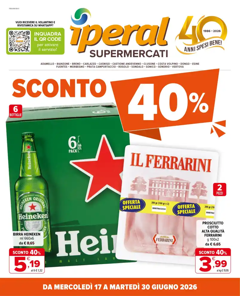 Volantino Iperal Sconto 40% fino al 30/6 dal 17/6/2026