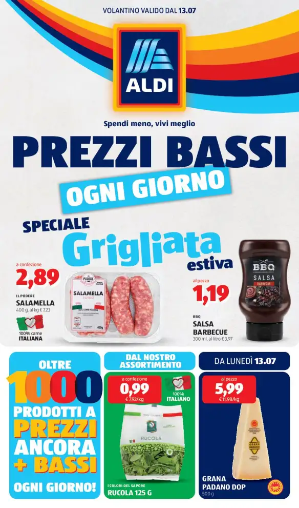 Volantino ALDI Prezzi Bassi Ogni Giorno fino al 19/7 dal 13/7/2026
