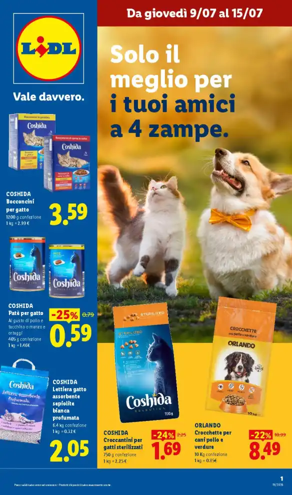 Volantino Lidl Solo il meglio per i tuoi amici a 4 zampe dal 9/7 fino al 15/7/2026