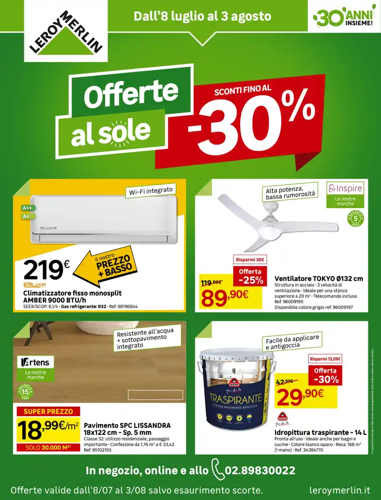 Volantino Leroy Merlin Offerte al sole dal 8/7 fino al 3/8/2026