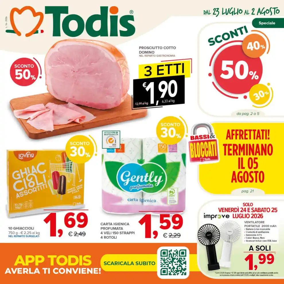 Volantino Todis Nuovi Bassi & Bloccati dal 23/7 fino al 2/8/2026