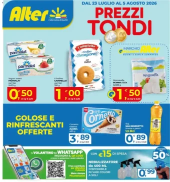 Volantino Alter Discount Prezzi Tondi dal 23/7 fino al 5/8/2026